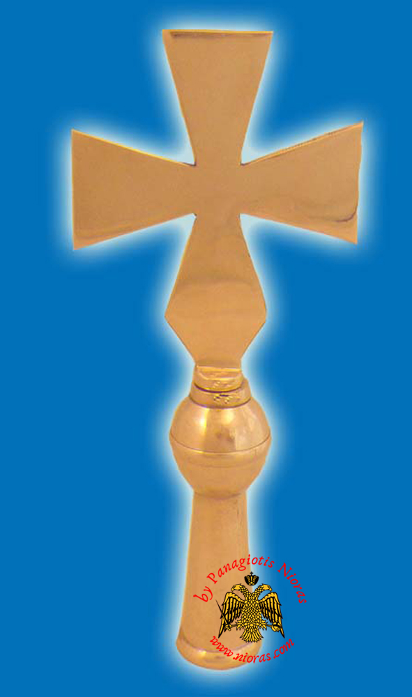Flag Pole Orthodox Cross for Church - Brass